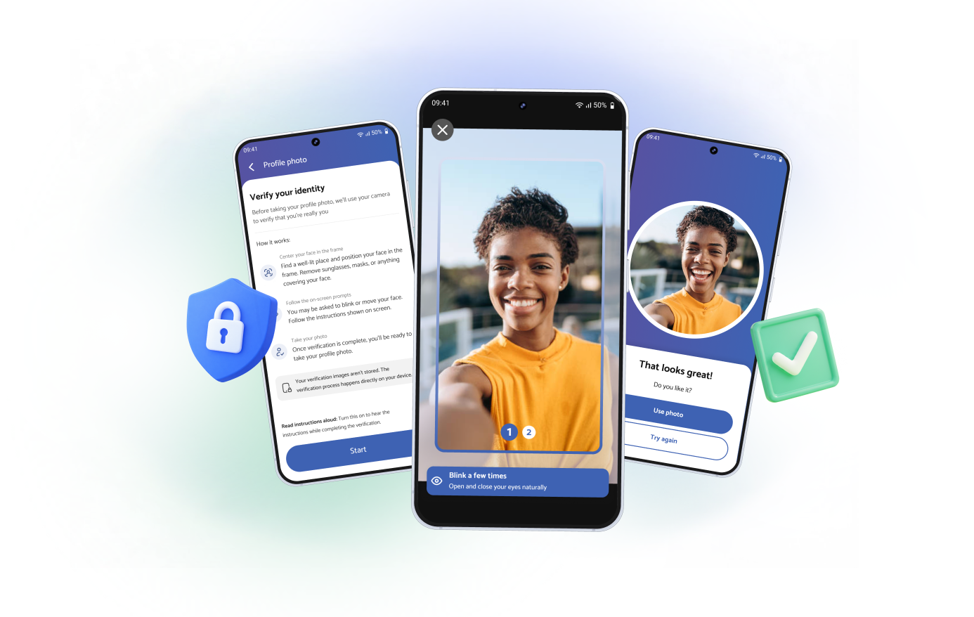 Liveness check screens