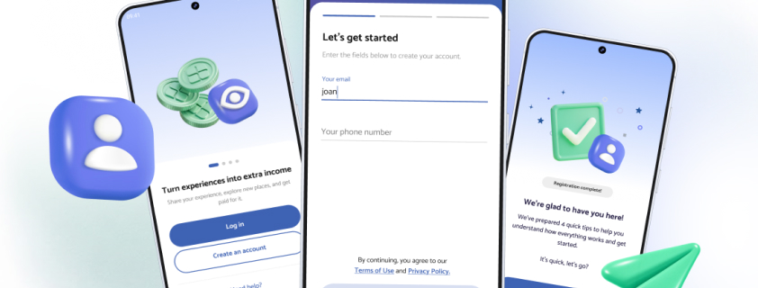Onboarding screens: sign-up, phone number and the welcome screen
