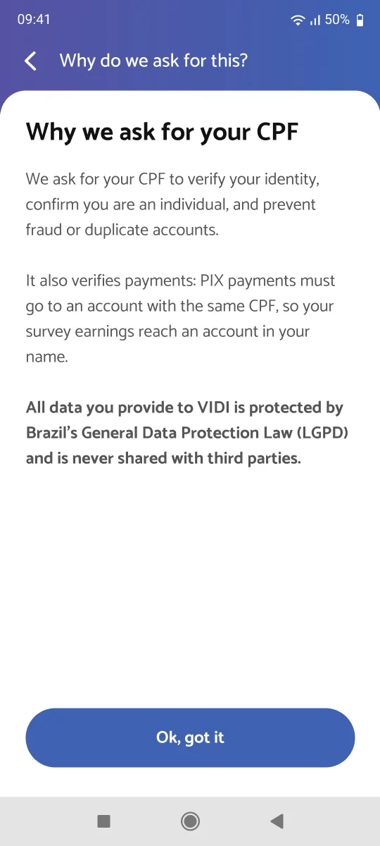 Screen 23: Phase 3 - CPF info