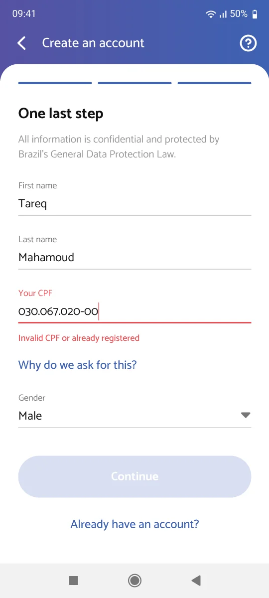 Screen 33: Phase 3 - CPF Error