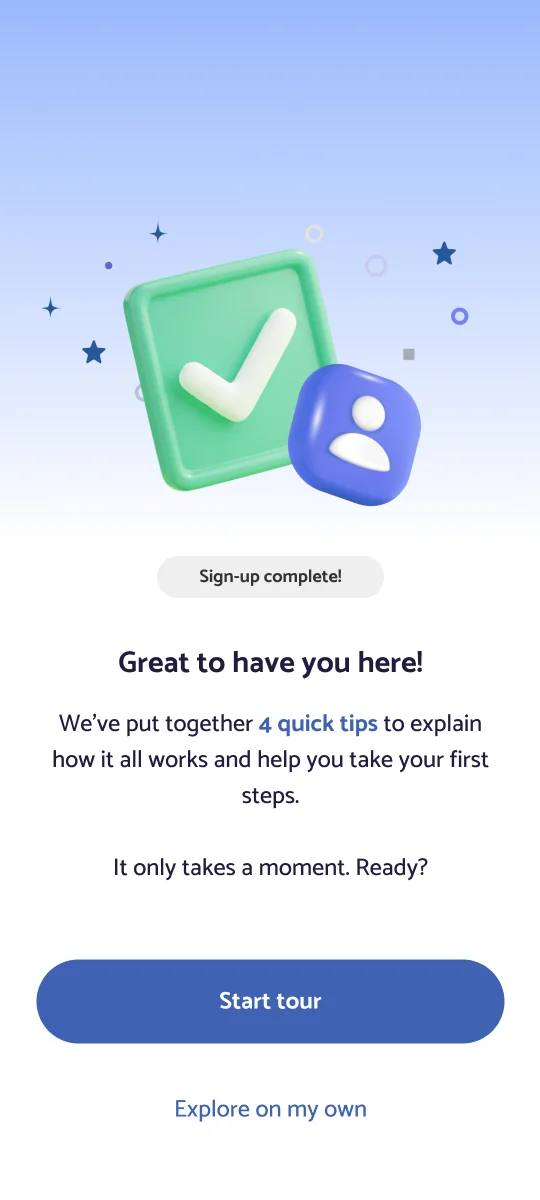 Screen 35: Welcome wizard - Start point