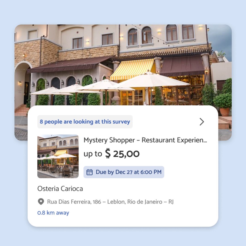 Map card with a photo of the storefront