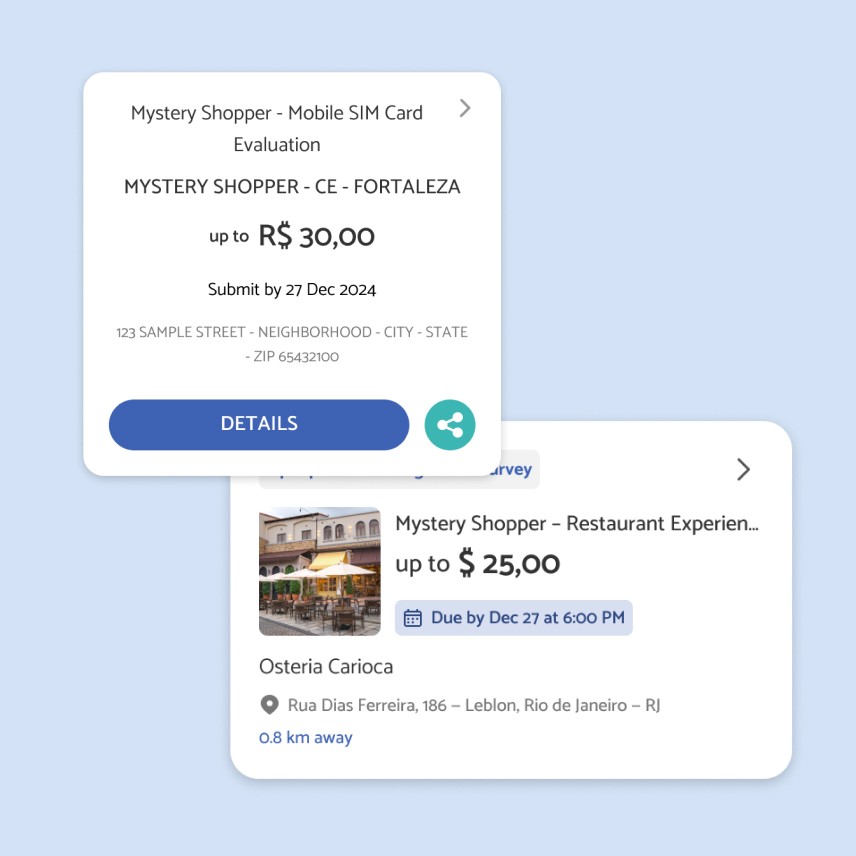 The whole card is tappable, with an arrow in the corner