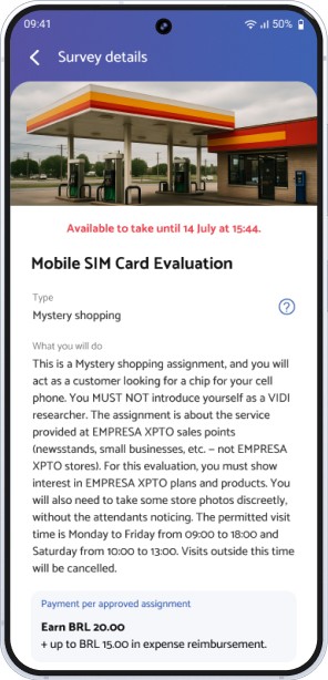 Survey details screen