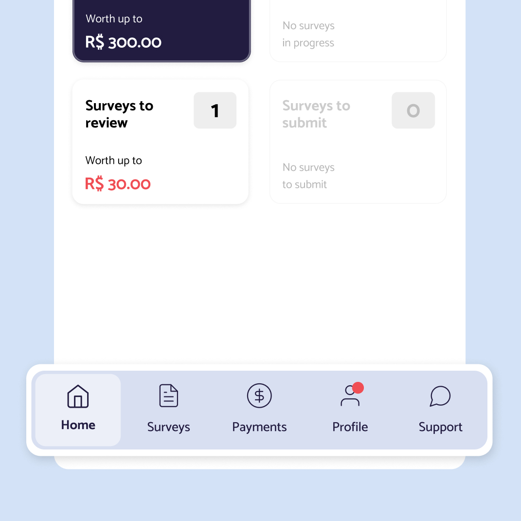 A red badge on the Profile tab in the navigation bar
